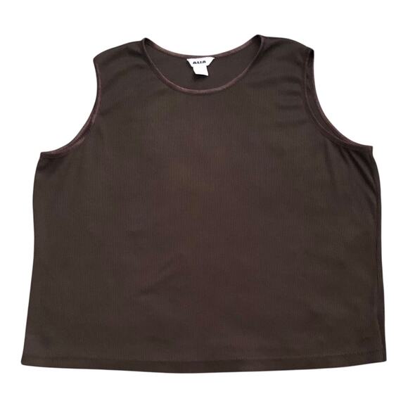 ALIA Womens Plus Size 3X Brown Polyester Rib Sleeveless Stretch Tank Top Shirt - Picture 1 of 5
